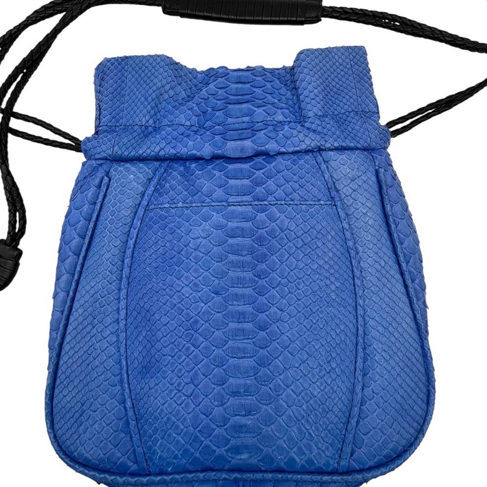 Khirma Eliazov Mignonne Pouch Blue Python Stingray Drawstring Crossbody Bag Mini - Picture 6 of 12